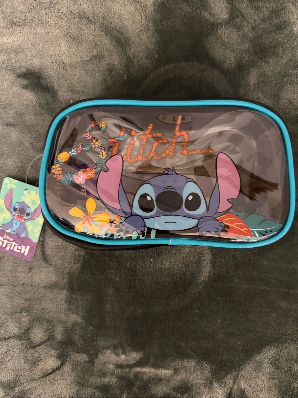 Disney Clear Cosmetic Pouch with Black and Turquoise Trim